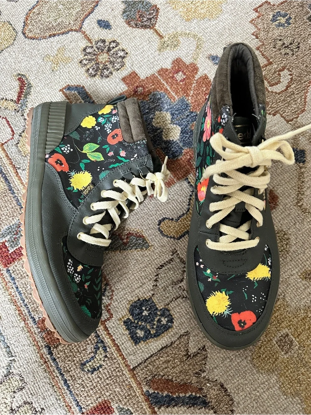 Keds x Rifle Paper Co. Green Floral Waterproof Rain Booties sz 10